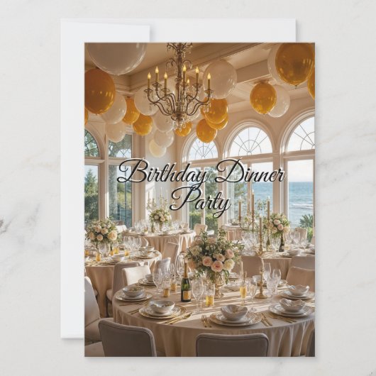 Invitation Soirée d'Anniversaire Soirée Gold White Dining (Devant)