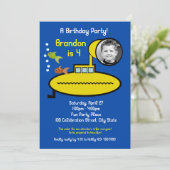 Invitation Soirée d'anniversaire sous-marine avec photo (Debout devant)