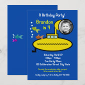 Invitation Soirée d'anniversaire sous-marine avec photo (Devant / Derrière)