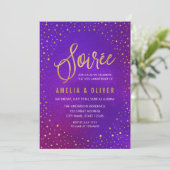 Invitation Soirée d'anniversaire Starry Purple Any Year (Debout devant)