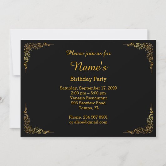 Invitation Soirée d'anniversaire, Style Gatsby, parties scint (Dos)