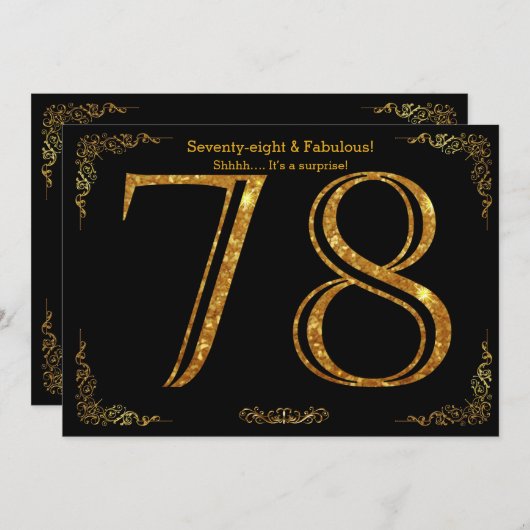 Invitation Soirée d'anniversaire, Style Gatsby, parties scint (Devant / Derrière)