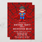 Invitation Soirée d'anniversaire SuperHero Boy (Devant / Derrière)