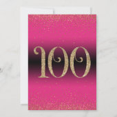Invitation Soirée d'anniversaire surprise de 100 ans, rose (Dos)