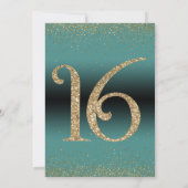 Invitation Soirée d'anniversaire surprise de 16 ans, Turquois (Dos)