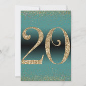 Invitation Soirée d'anniversaire surprise de 20 ans, Turquois (Dos)
