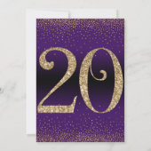 Invitation Soirée d'anniversaire surprise de 20 ans, violet (Dos)