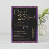 Invitation Soirée d'anniversaire surprise de 25 ans, violet (Debout devant)