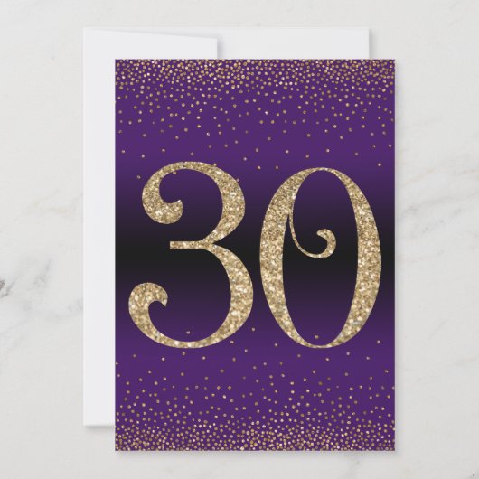 Invitation Soirée d'anniversaire surprise de 30 ans, violet (Dos)
