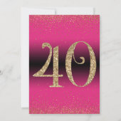 Invitation Soirée d'anniversaire surprise de 40 ans, rose (Dos)