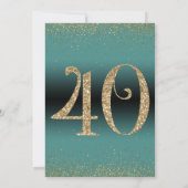 Invitation Soirée d'anniversaire surprise de 40 ans, Turquois (Dos)
