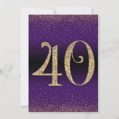 Invitation Soirée d'anniversaire surprise de 40 ans, violet (Dos)