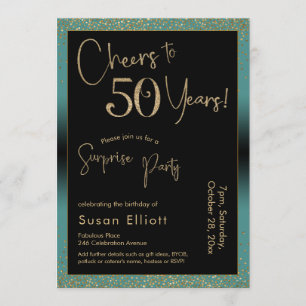Invitation Soirée d'anniversaire surprise de 50 ans, Turquois