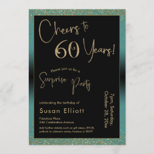 Invitation Soirée d'anniversaire surprise de 60 ans, Turquois