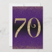 Invitation Soirée d'anniversaire surprise de 70 ans, violet (Dos)