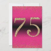Invitation Soirée d'anniversaire surprise de 75 ans, rose (Dos)