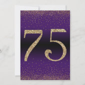 Invitation Soirée d'anniversaire surprise de 75 ans, violet (Dos)