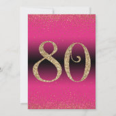 Invitation Soirée d'anniversaire surprise de 80 ans, rose (Dos)