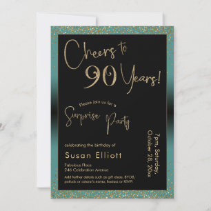 Invitation Soirée d'anniversaire surprise de 90 ans, Turquois