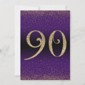 Invitation Soirée d'anniversaire surprise de 90 ans, violet (Dos)