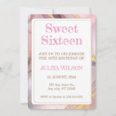 Invitation Soirée d'anniversaire Sweet 16 Gold parties scinti (Devant)
