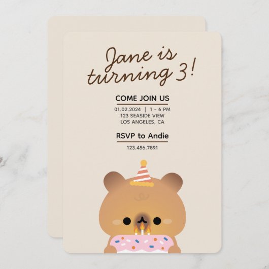 Invitation Soirée d'anniversaire très simple (Devant / Derrière)