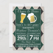 Invitation Soirée d'anniversaire verte et tendance (Devant)