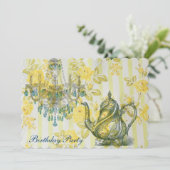 Invitation soirée d'anniversaire vintage fleurie (Debout devant)