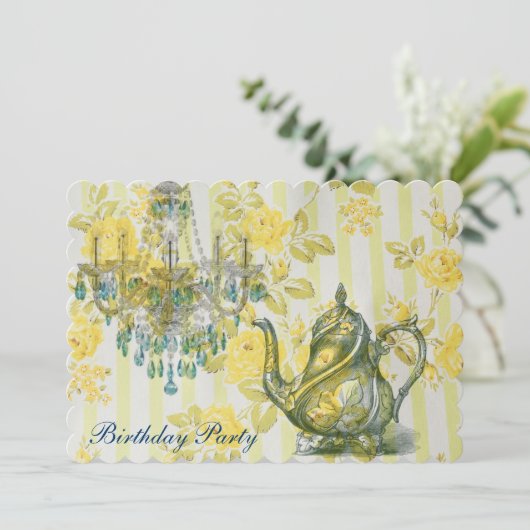 Invitation soirée d'anniversaire vintage fleurie (Debout devant)