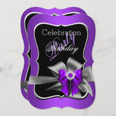 Invitation Soirée d'anniversaire violet Bow Noir (Devant / Derrière)