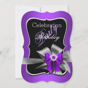 Invitation Soirée d'anniversaire violet Bow Noir