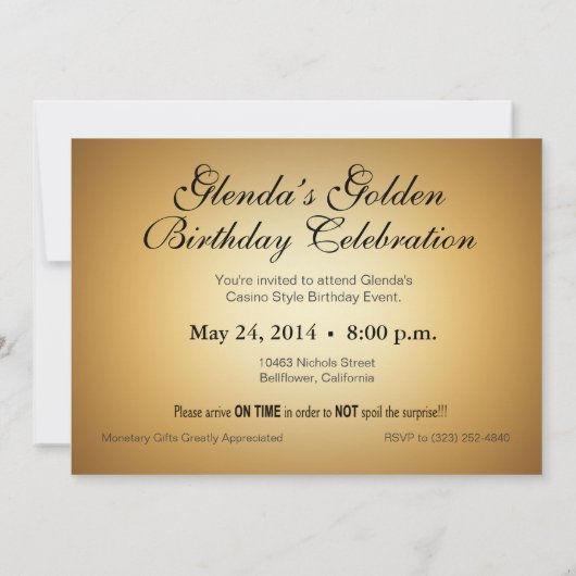 Invitation Soirée dans le style casino DEMANDEZ-MOI DE METTRE (Dos)