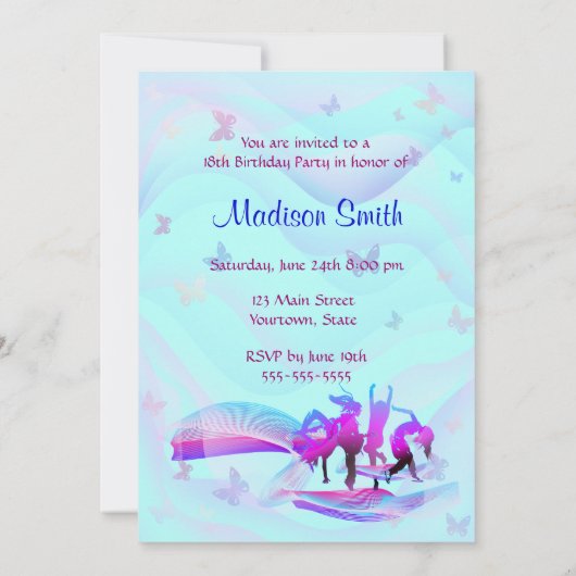 Invitation Soirée dansante d'anniversaire (Dos)