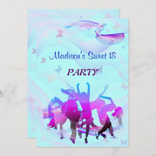 Invitation Soirée dansante d'anniversaire (Devant / Derrière)