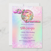 Invitation Soirée dansante disco anniversaire holographique r (Devant)
