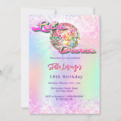 Invitation Soirée dansante disco anniversaire holographique r (Devant)