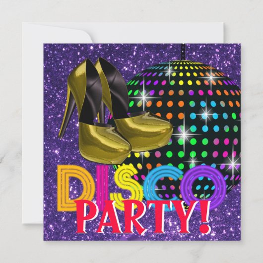 Invitation Soirée Dansante Disco Boule à Facettes (Devant)