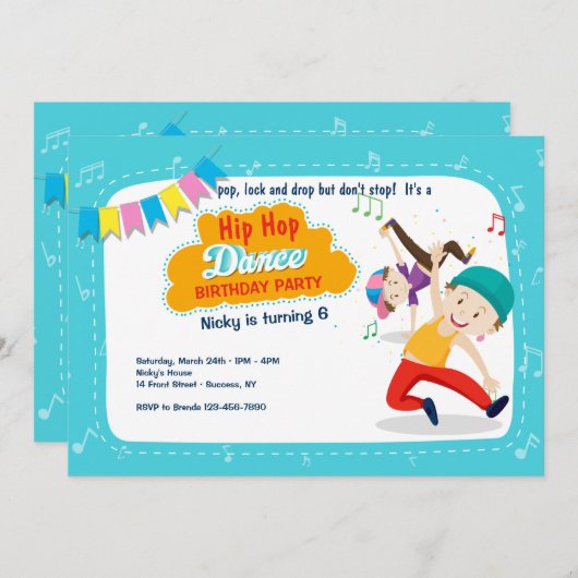 Invitation Soirée dansante Hip hop (Devant / Derrière)