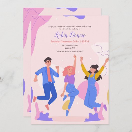 Invitation Soirée Dansante pour Adolescents (Devant / Derrière)