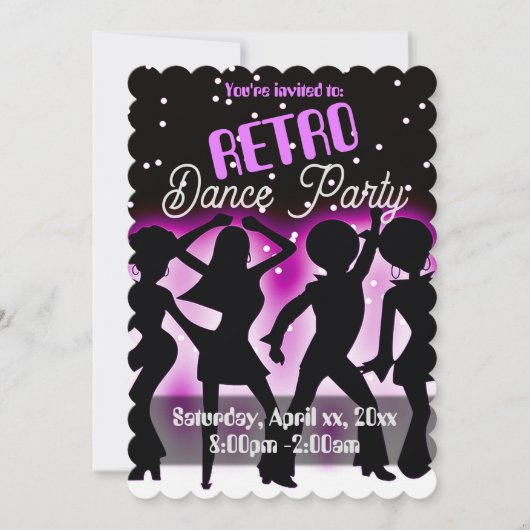 Invitation Soirée Danse Rétro Rose (Devant)