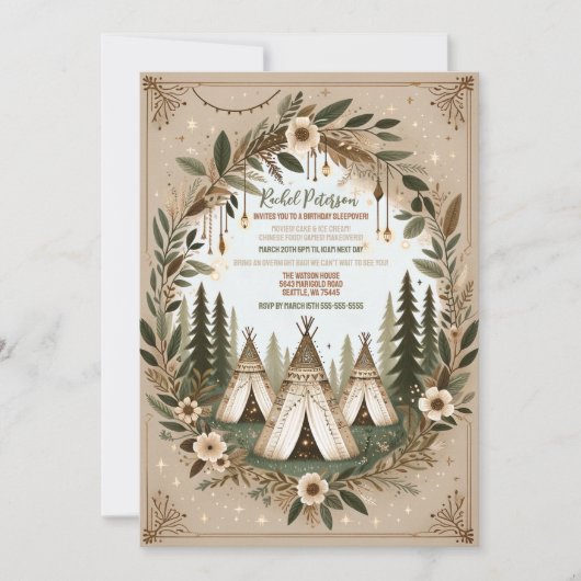 Invitation Soirée d'apéritif de la forêt de Boho enchantée (Devant)