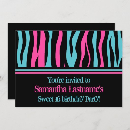 Invitation Soirée de 16 ans (Devant / Derrière)