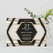 Invitation Soirée de 21e anniversaire de l'élégant Black Gold (Debout devant)