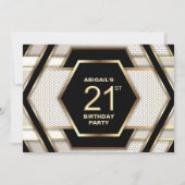 Invitation Soirée de 21e anniversaire de l'élégant Black Gold (Dos)