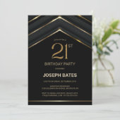 Invitation Soirée de 21e anniversaire de l'élégant Black Gold (Debout devant)