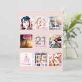 Invitation Soirée de 21e anniversaire personnalisés photo ros (Debout devant)