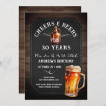 Invitation Soirée de 30e anniversaire<br><div class="desc">Salutations et bières Invitations d'anniversaire. Facile à personnaliser. Tout le texte est ajustable et facile à changer pour vos besoins de partie. Chalet et éléments arrière - plans en bois rustique. Fun Chalkboard tourbillonne et fleurit. Boue à bière aquarelle. Invitations pour lui. Barre ou jardin barbecue design anniversaire. N'importe quel...</div>