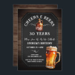 Invitation Soirée de 30e anniversaire<br><div class="desc">Salutations et bières Invitations d'anniversaire. Facile à personnaliser. Tout le texte est ajustable et facile à changer pour vos besoins de partie. Chalet et éléments arrière - plans en bois rustique. Fun Chalkboard tourbillonne et fleurit. Boue à bière aquarelle. Invitations pour lui. Barre ou jardin barbecue design anniversaire. N'importe quel...</div>