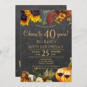 Invitation Soirée de 40 ans automne rustique de 40ème anniver (Devant / Derrière)