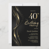 Invitation Soirée de 40e anniversaire de Black and Gold (Devant)